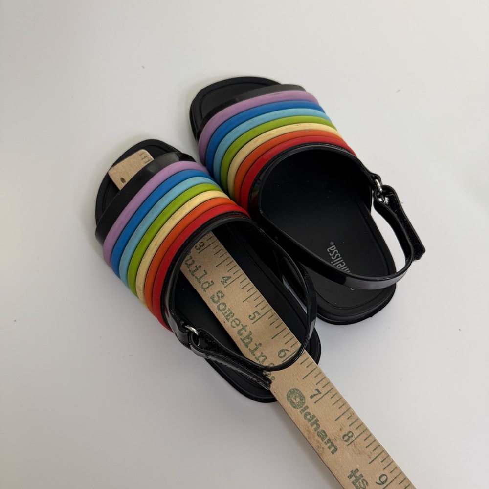 Mini Melissa Toddler Girl's sz 10 Beach Slide Sandal Rainbow Black - Picture 6 of 6
